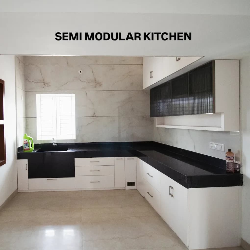 PVC modular kitchen project in Thindal, Erode by Jaya Interiors & Traders